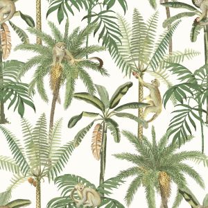Amazonia Monkey Trees Jungle Wallpaper White World of Wallpaper WOW043