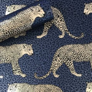 Exclusive Leopard Wallpaper Roll Shot Navy Blue World of Wallpaper 274690