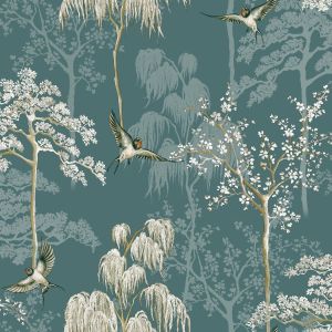 Japanese Garden Wallpaper Teal World of Wallpaper 946101