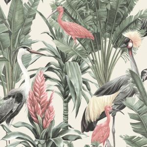 World of Wallpaper Manu Tropical Birds Wallpaper Cream 