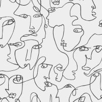 Abstract Faces Wallpaper Black / White Holden 12993
