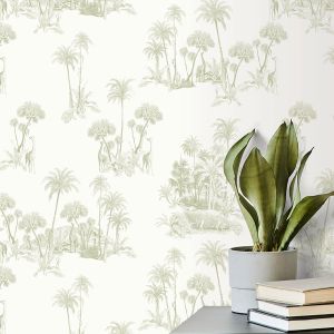 Ted Baker Wallpaper 12598 Fantasia Collection Laurel Cream Green 