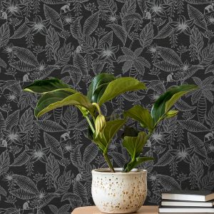 Ted Baker Fantasia Collection Monflo Wallpaper Black Silver 12705