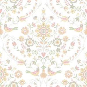 Britt Woodland Damask Vinyl Wallpaper Peach Fine Decor FD26514