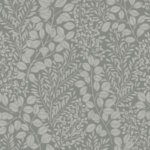 Elin Botanical Vinyl Wallpaper Charcoal Fine Decor FD26519