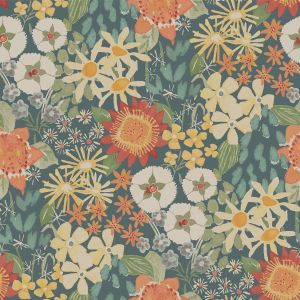 Karina Wildflower Garden Vinyl Wallpaper Green Fine Decor FD26520