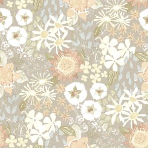Karina Wildflower Garden Vinyl Wallpaper Light Grey / Blue Fine Decor FD26523