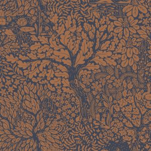 Hjarterum Olle Arts and Crafts Inspired Wallpaper Blue Orange Galerie 8310