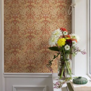 Hjarterum Ojvind Arts and Crafts Inspired Wallpaper Orange Galerie 83114