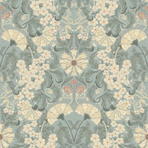 Hjarterum Ojvind Arts and Crafts Inspired Wallpaper Blue Cream Galerie 83115