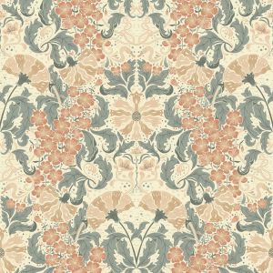 Hjarterum Ojvind Arts and Crafts Inspired Wallpaper Blue Pink Cream Galerie 83116