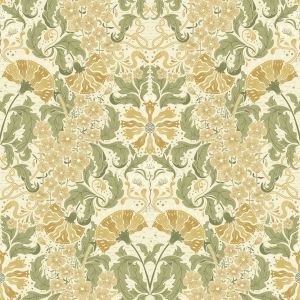 Hjarterum Ojvind Arts and Crafts Inspired Wallpaper Cream Olive Beige Galerie 83117