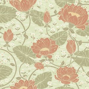 Hjarterum Eva Arts and Crafts Inspired Wallpaper Light Green Galerie 83119
