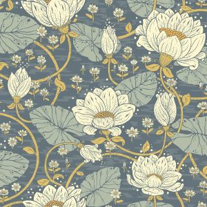 Hjarterum Eva Arts and Crafts Inspired Wallpaper Blue Galerie 83122