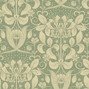 Hjarterum Berit Arts and Crafts Wallpaper Green Galerie 83126