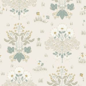 White Floral Arts and Crafts Inspired Wallpaper Galerie 83131 Hjarterum Edla