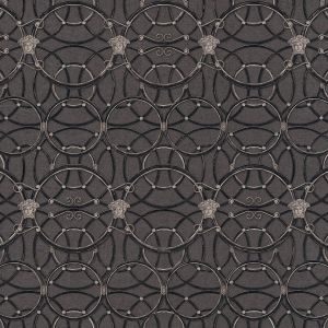 Versace La Scala Del Palazzo Geometric Wallpaper - Black and Silver - 37049-4