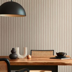 Beige Narrow Wooden Slats Wallpaper