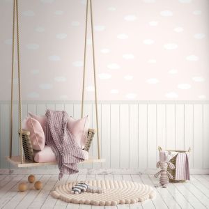Clouds Wall Panel Vinyl Wallpaper Pink / White AS Creation 39816-3