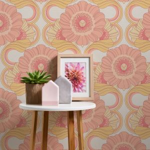 Floral Motif Wallpaper Peach / Yellow AS Creation 39530-5