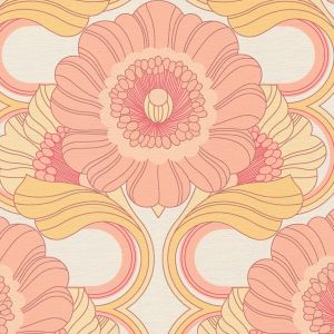 Retro Floral Damask Wallpaper Peach / Yellow AS Creation 39530-5