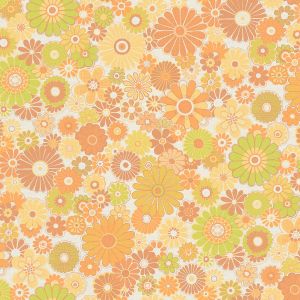 Vintage Daisy Cluster Motif Wallpaper Mustard / Green AS Creation 39535-5