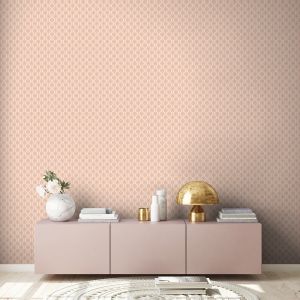 Peach and Purple Retro Circle Pattern Wallpaper for Modern Interiors