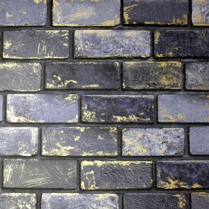 Metallic Brick Wallpaper Navy / Gold Arthouse 692200