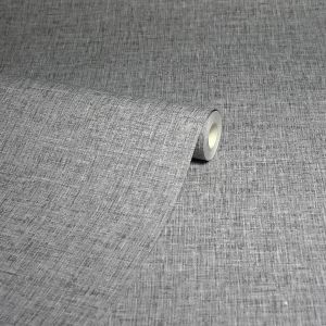Linen Texture Wallpaper Mid Grey Arthouse Roll Shot