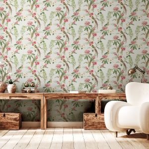 Pink and Green Exotic Garden Wallpaper Arthouse