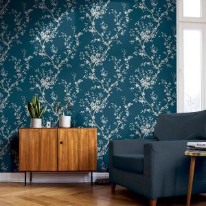 Flower Wallpaper Blue Arthouse 692805