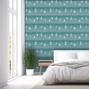 Blue Heron Water Wallpaper Blue Arthouse 100213AH