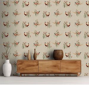 Pheasant Florals and Sprigs Wallpaper Natural Arthouse 100214AH