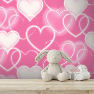 Neon Heart Childrens Wallpaper Pink Arthouse 100222AH