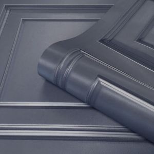 Amara Panel Vinyl Wallpaper Dark Blue Belgravia 7375