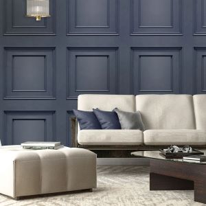 Amara Panel Vinyl Wallpaper Dark Blue Belgravia 7375