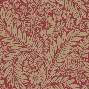 Florence Leaf Wallpaper Red Belgravia