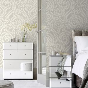 Textured Leaf Wallpaper Grey Belgravia 1927