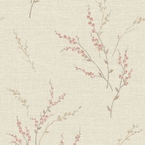 Carmella Floral Textured Vinyl Wallpaper Pink Belgravia 7153