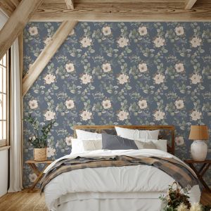 Blue Bramble Floral Wallpaper Belgravia