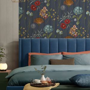 Floral Panelled Wallpaper Blue Belgravia 4771