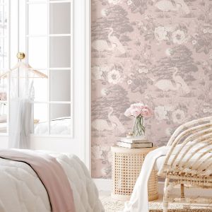 Belgravia 741 Izumi Bird Wallpaper Pink 