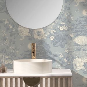 Belgravia 742 Izumi Bird Wallpaper Blue