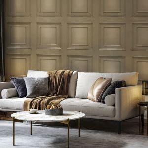 Amara Panel Luxury Metallic Vinyl Wallpaper Champagne Belgravia 7401