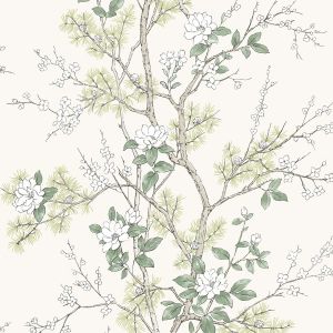 Bridget Floral Wallpaper Cream / Green Belgravia 750
