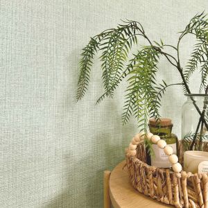 Grasscloth Heavyweight Vinyl Plain Textured Wallpaper Sage Belgravia 2347