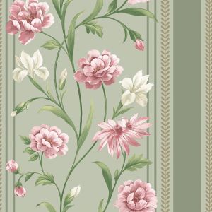 Raya Wallpaper Sage Green / Pink Belgravia 757