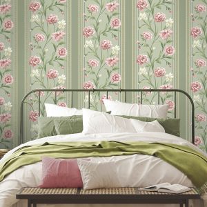  Belgravia 757 Raya Wallpaper Sage Green / Pink