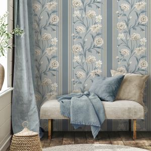 758 Belgravia Raya Wallpaper Blue / Cream