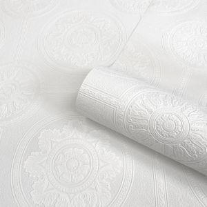 Textured Wallpaper Windsor Paintable White Belgravia 5843